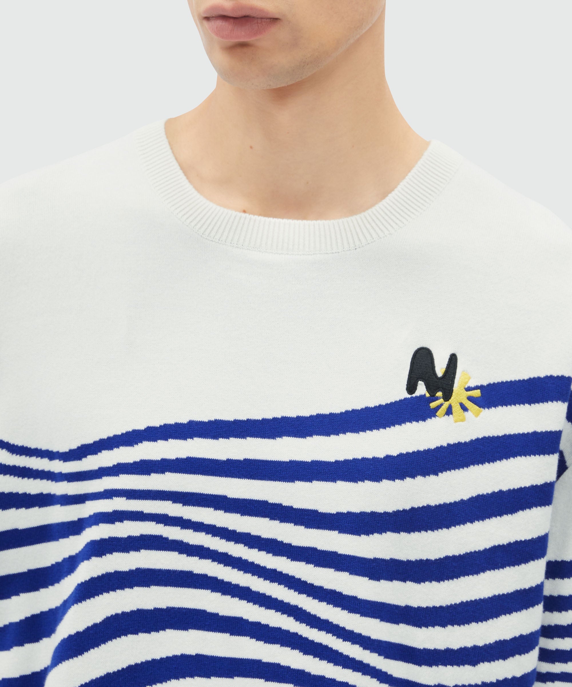 Wave patterned cotton sweater - 5