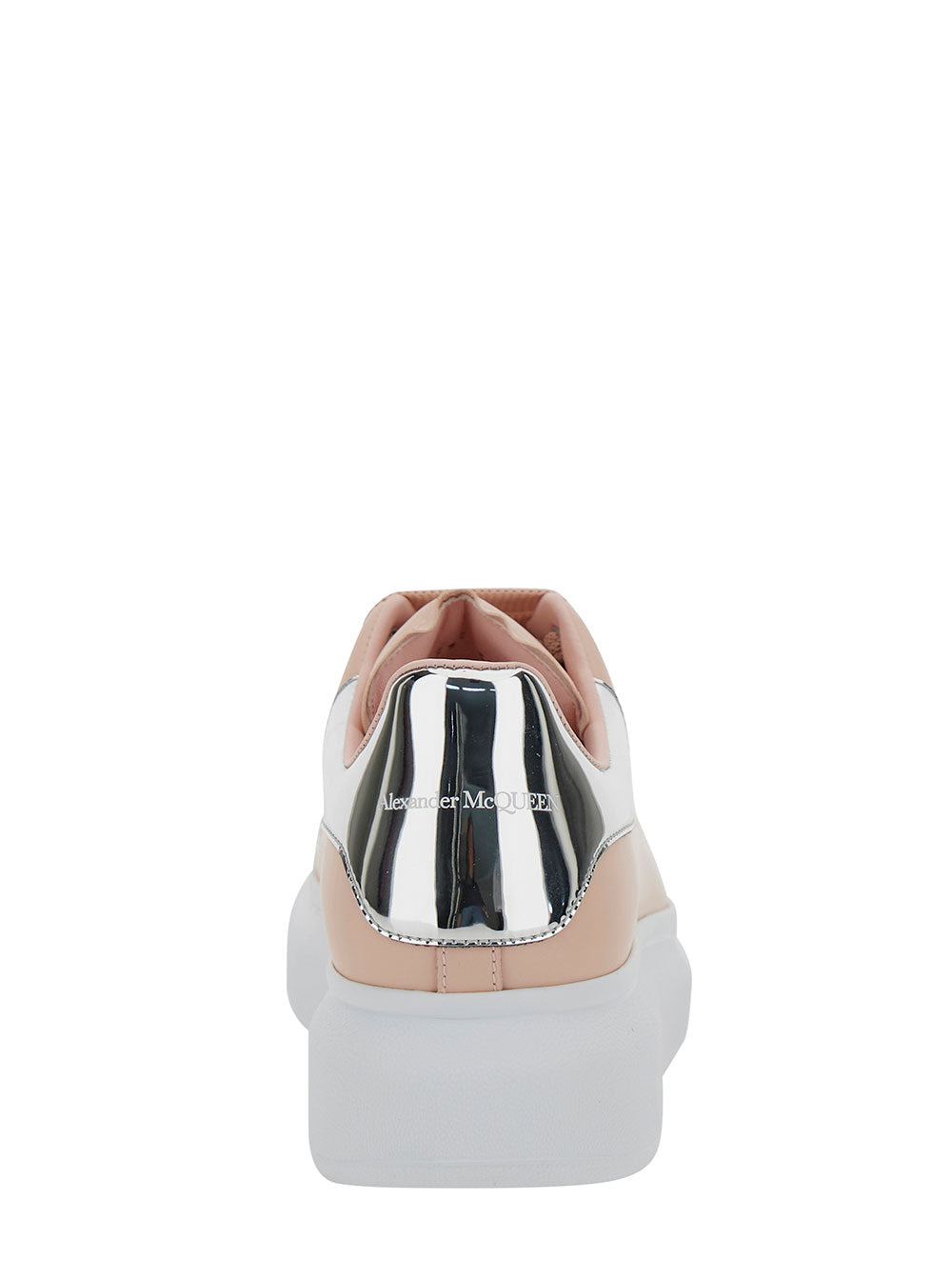 Alexander Mcqueen Women Pink Low Top Sneakers With Oversized Platform And Metallic Heel Tab In Leath - 4