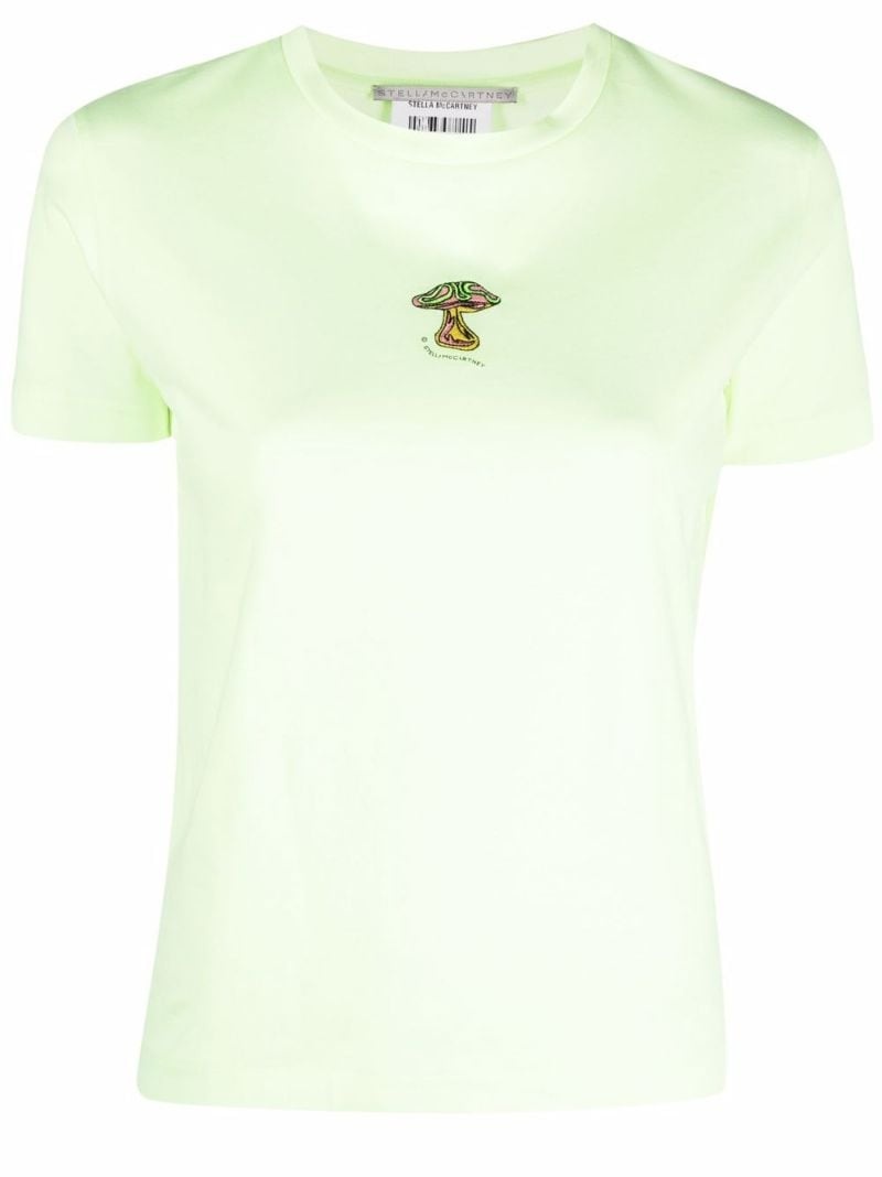 mushroom embroidery round-neck T-shirt - 2