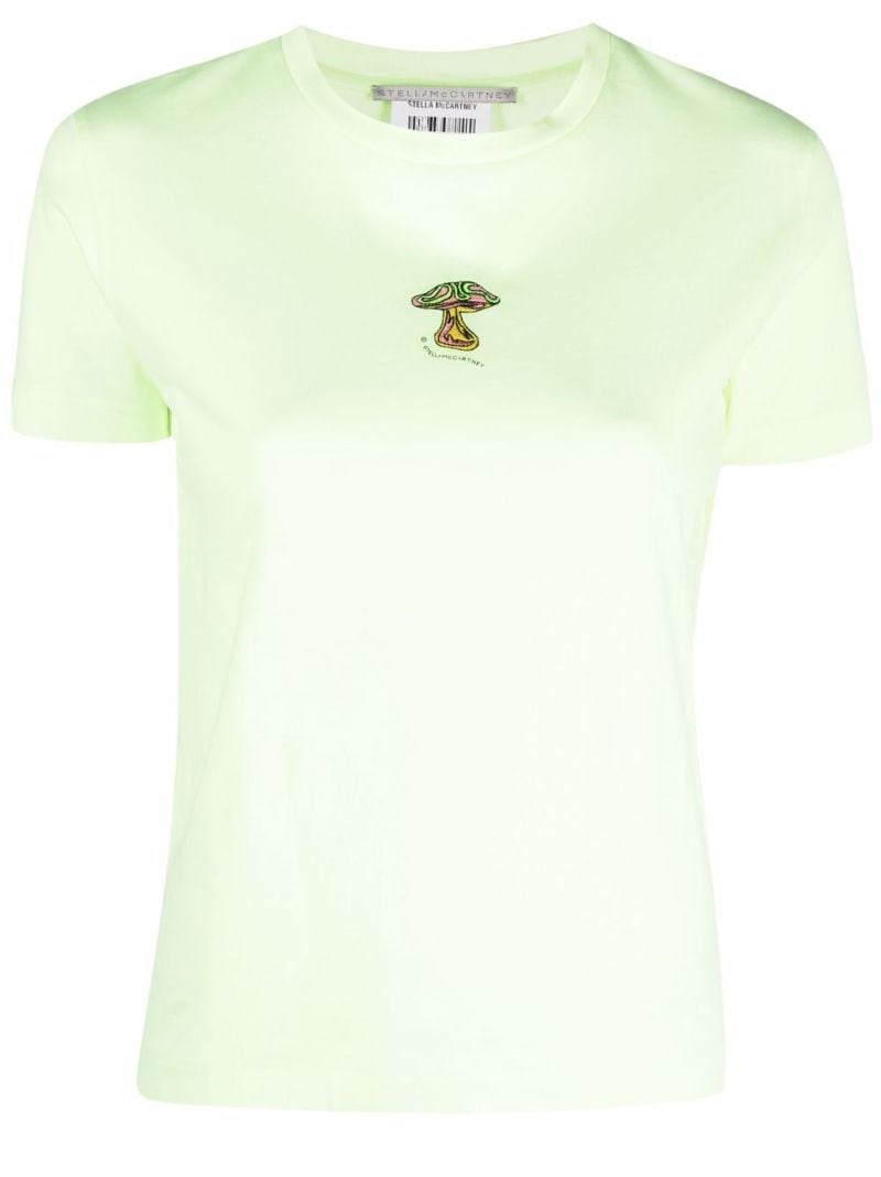 mushroom embroidery round-neck T-shirt - 1