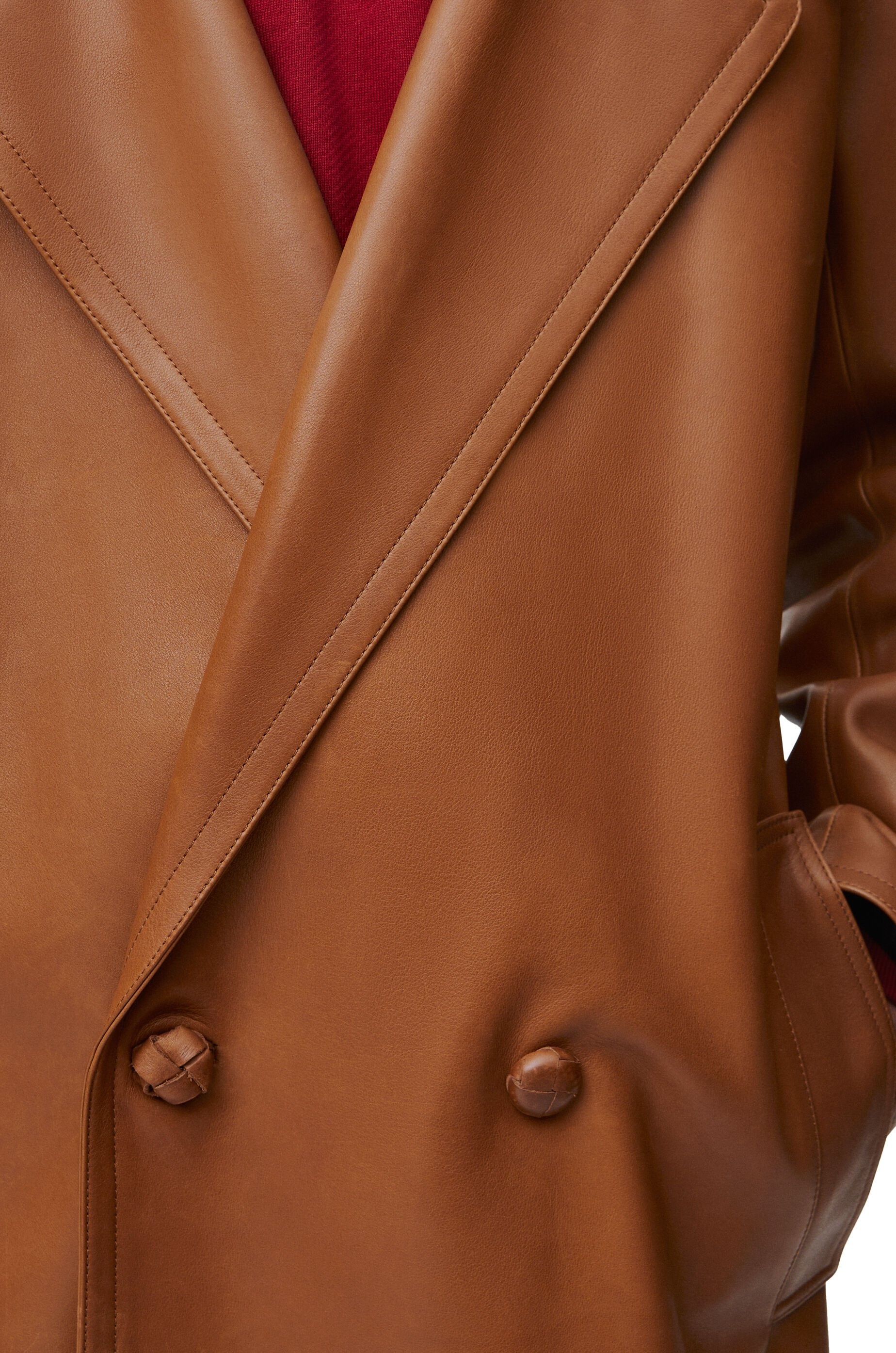 Double-breasted coat in nappa lambskin - 2