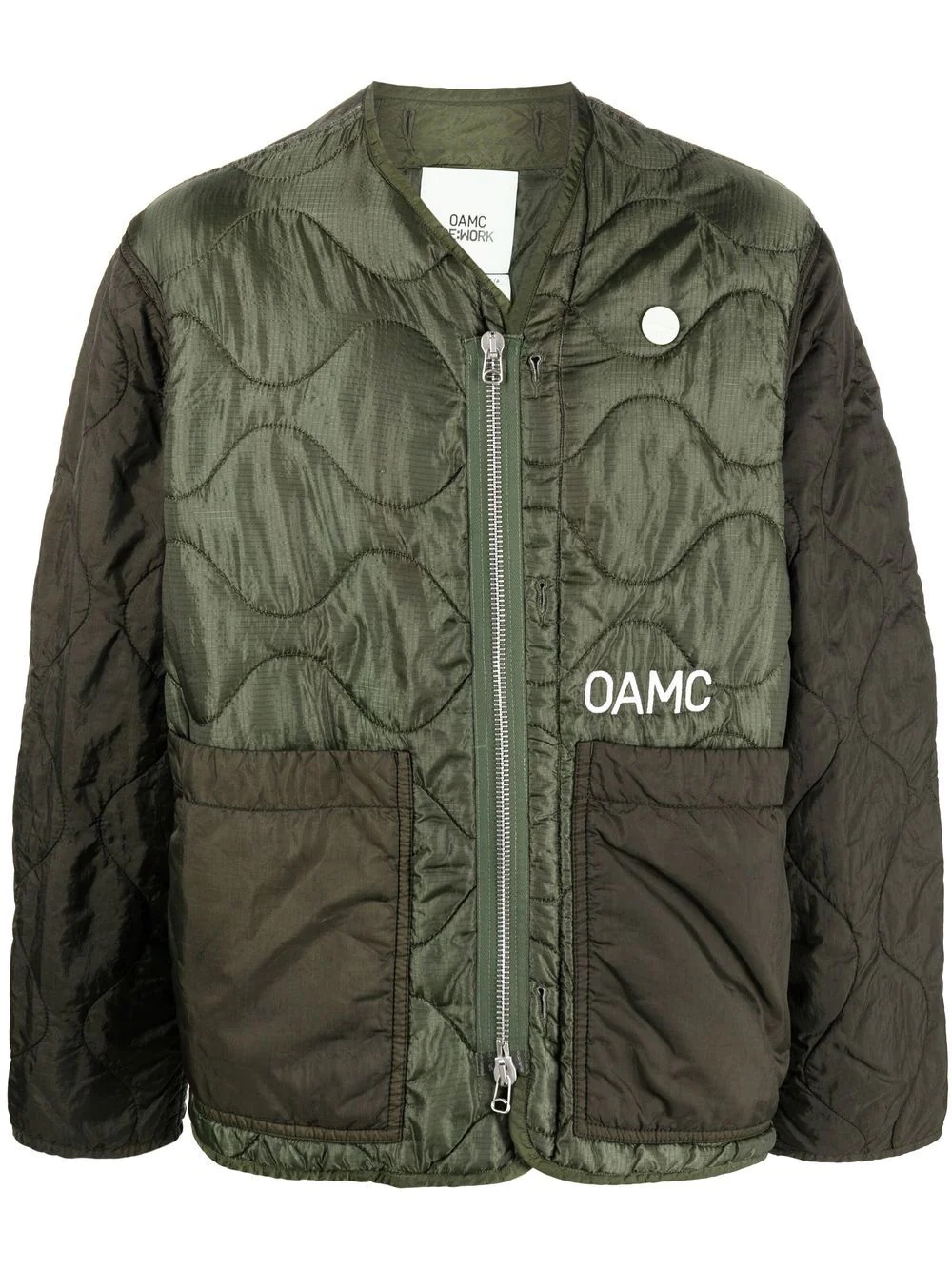 logo-print zip-up quilted jacket - 1