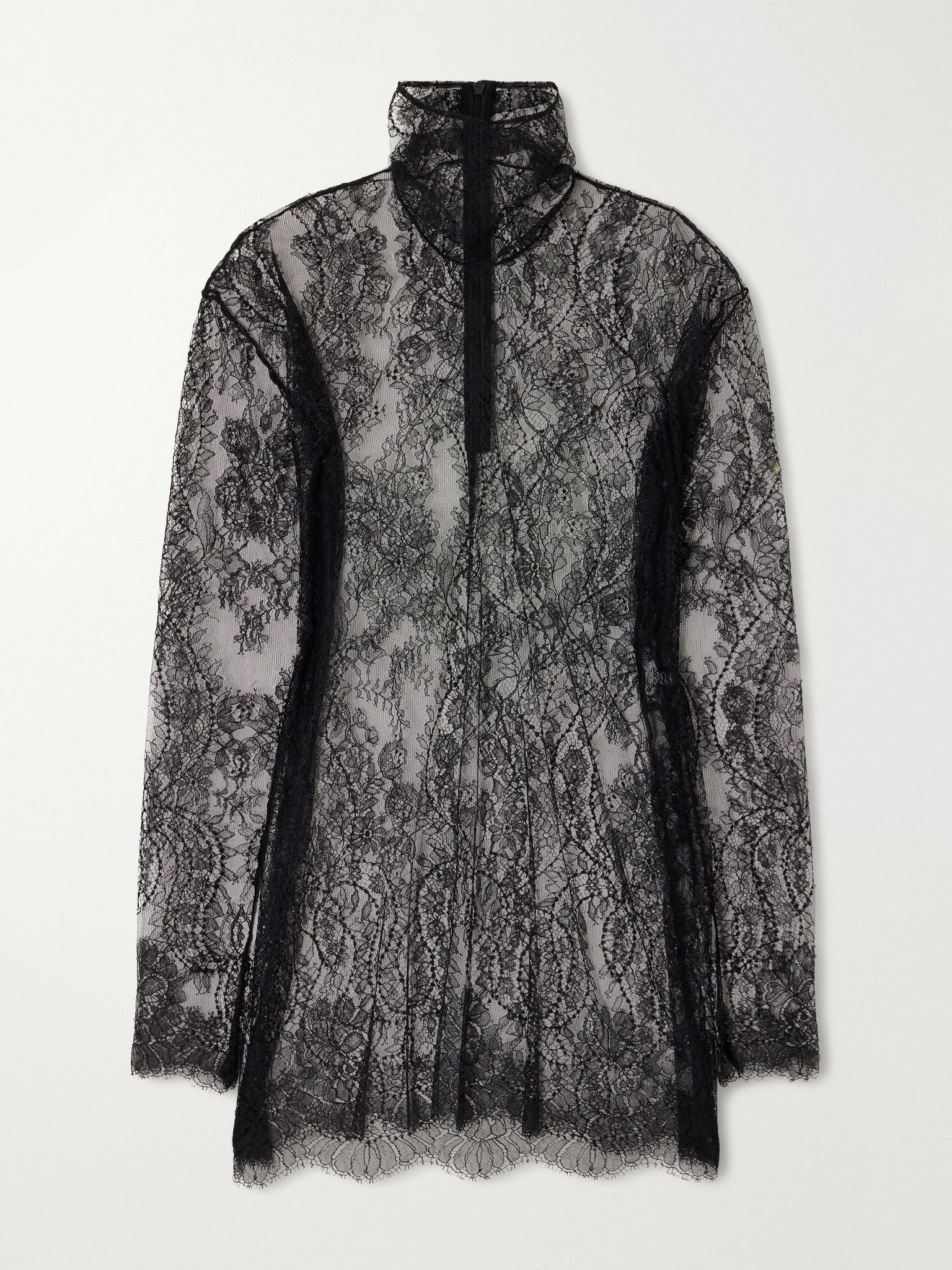 Chantilly lace turtleneck blouse Black - 1