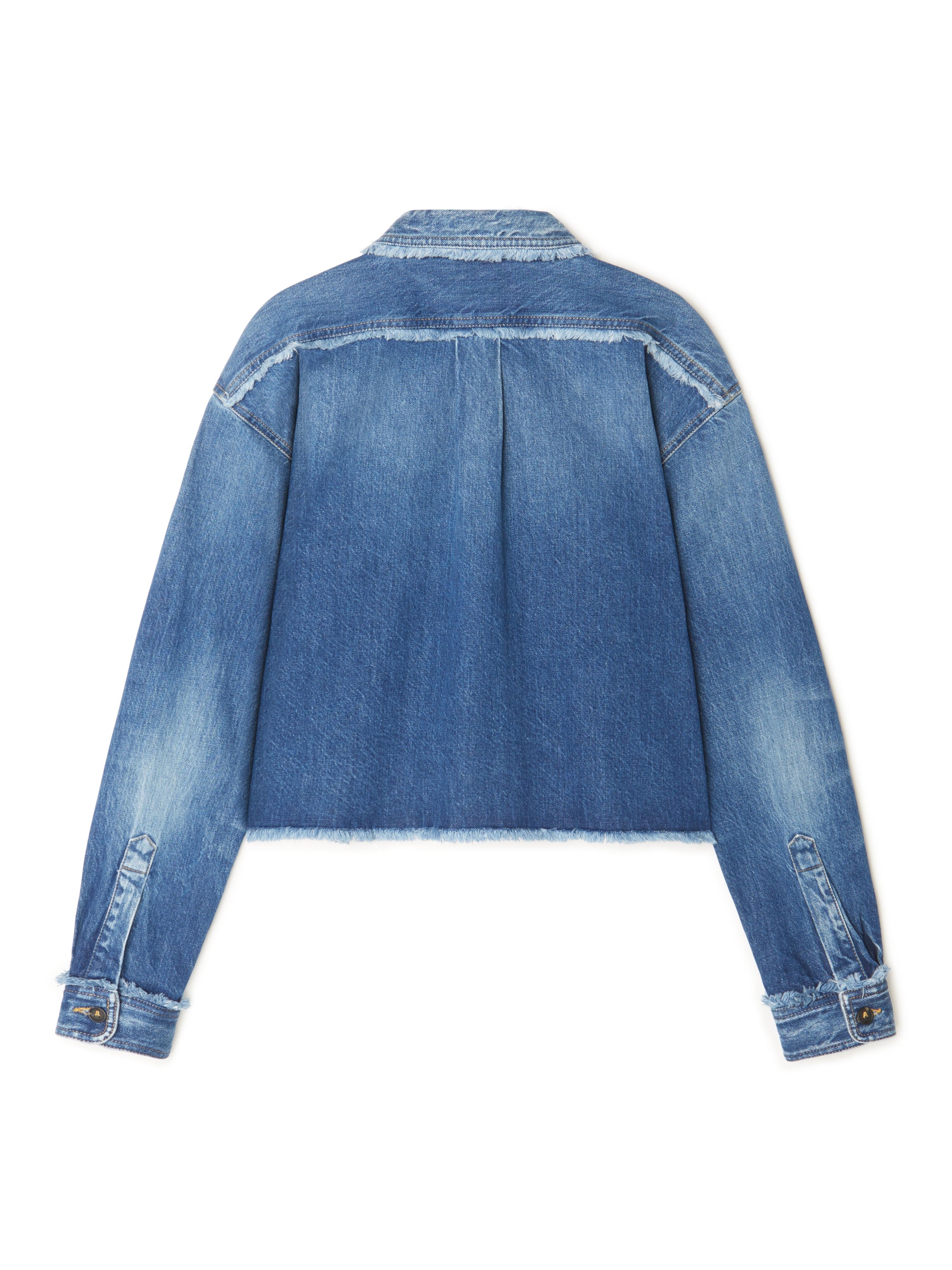 Fringed Cropped Denim Shirt - 3