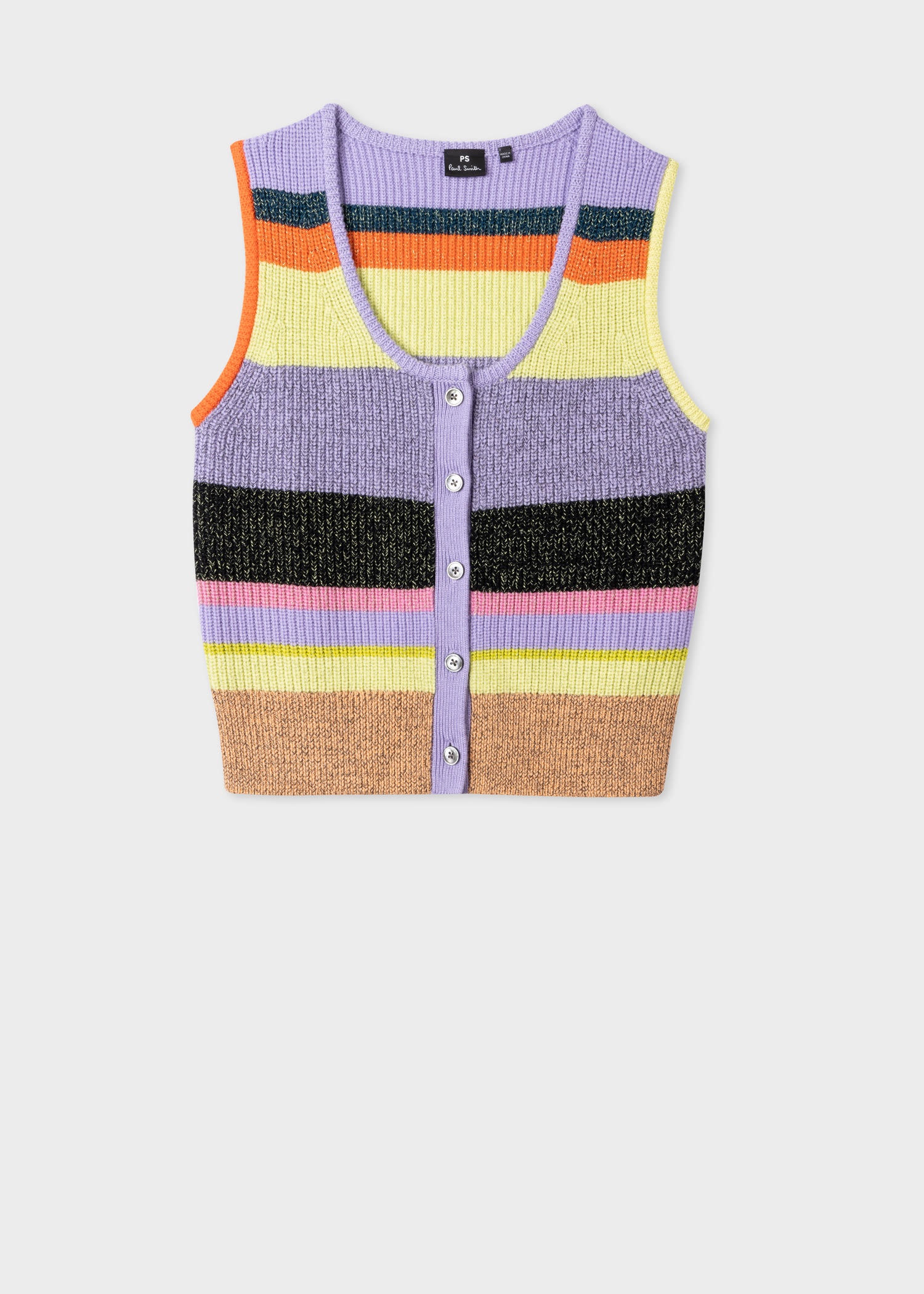 Stripe Button Down Vest - 1