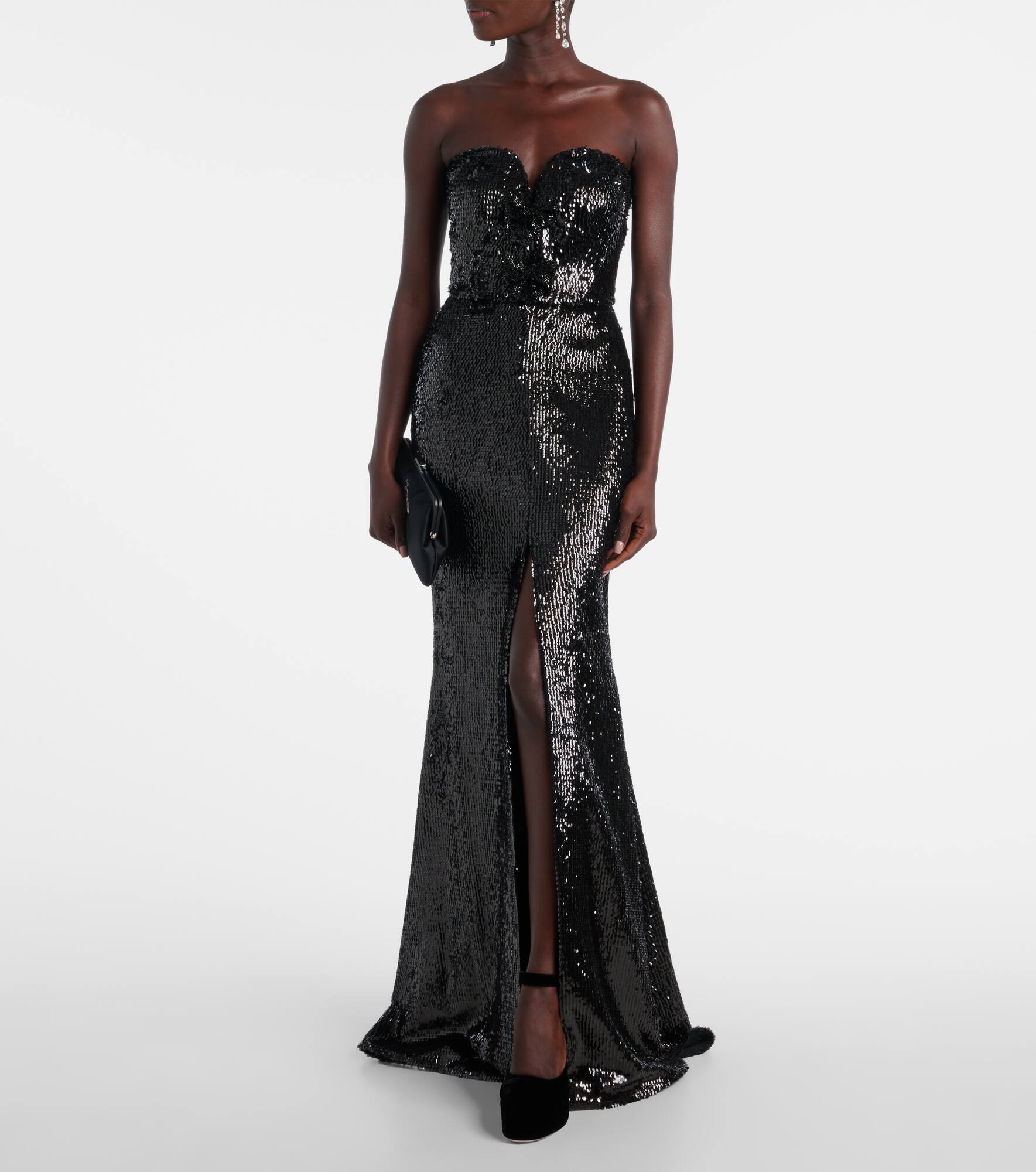 Sequined strapless silk-blend gown - 2