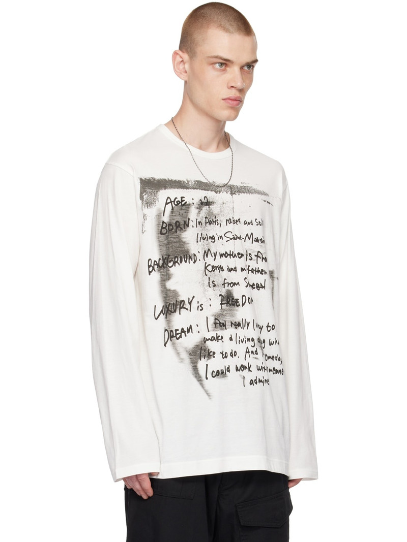 White Printed Long Sleeve T-Shirt 2