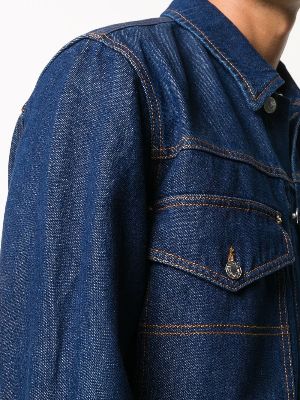 rear logo patch denim jacket - 5