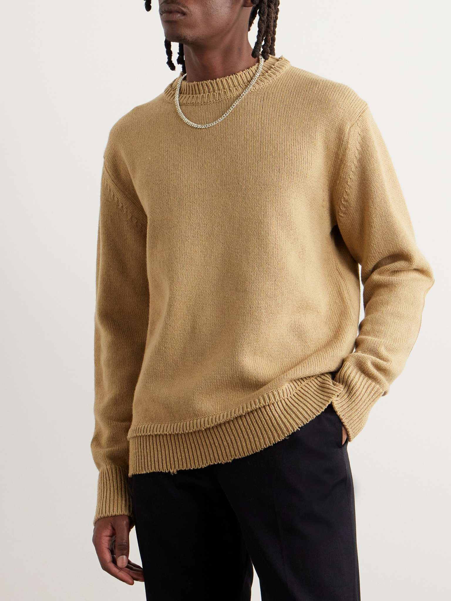 Suede-Trimmed Wool, Linen and Cotton-Blend Sweater - 3