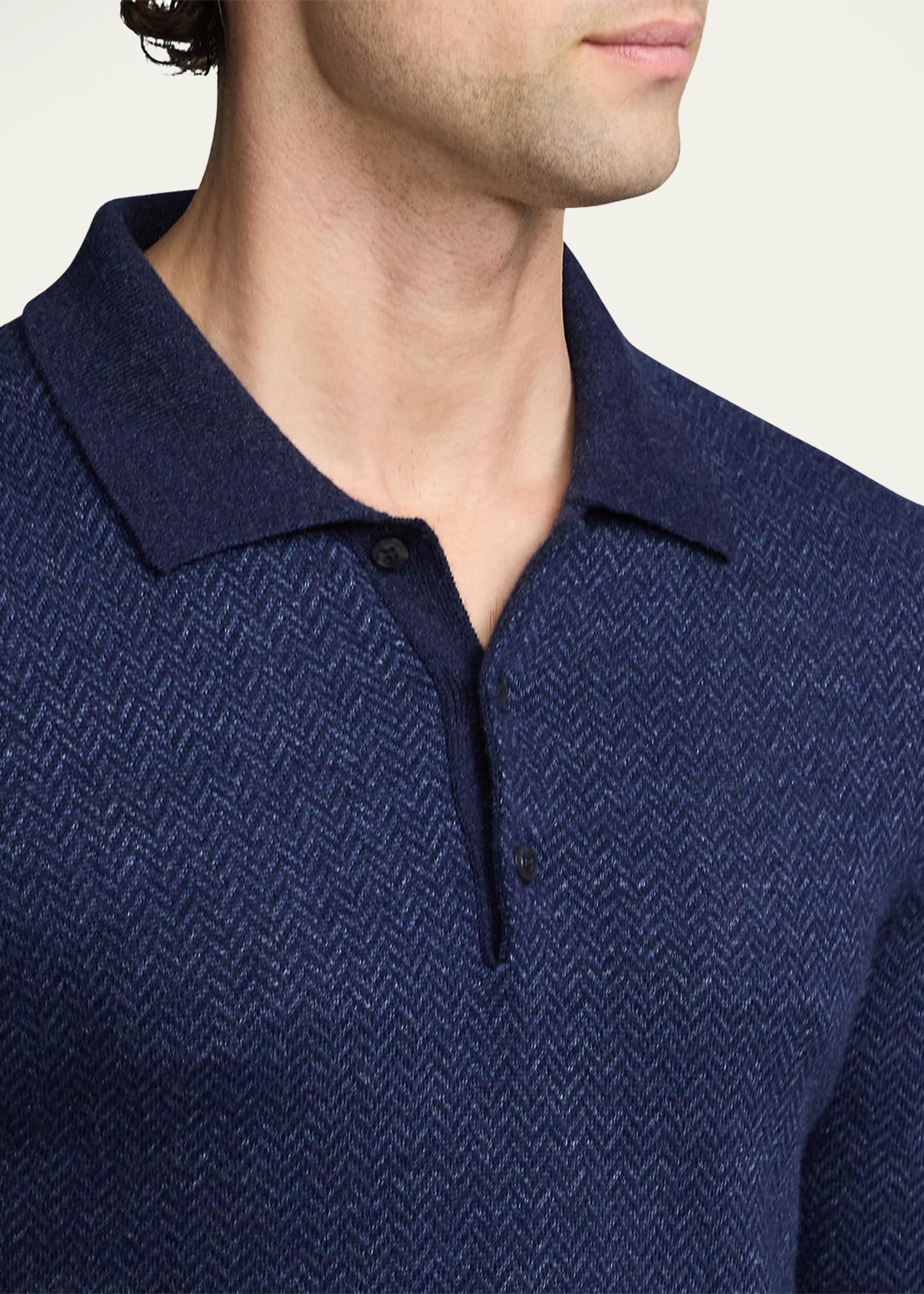 Men's Cashmere Linen Polo Sweater - 5