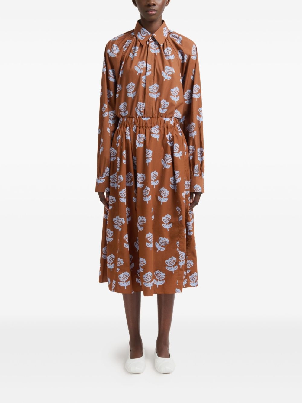 Sprayed Roses-print midi skirt - 2