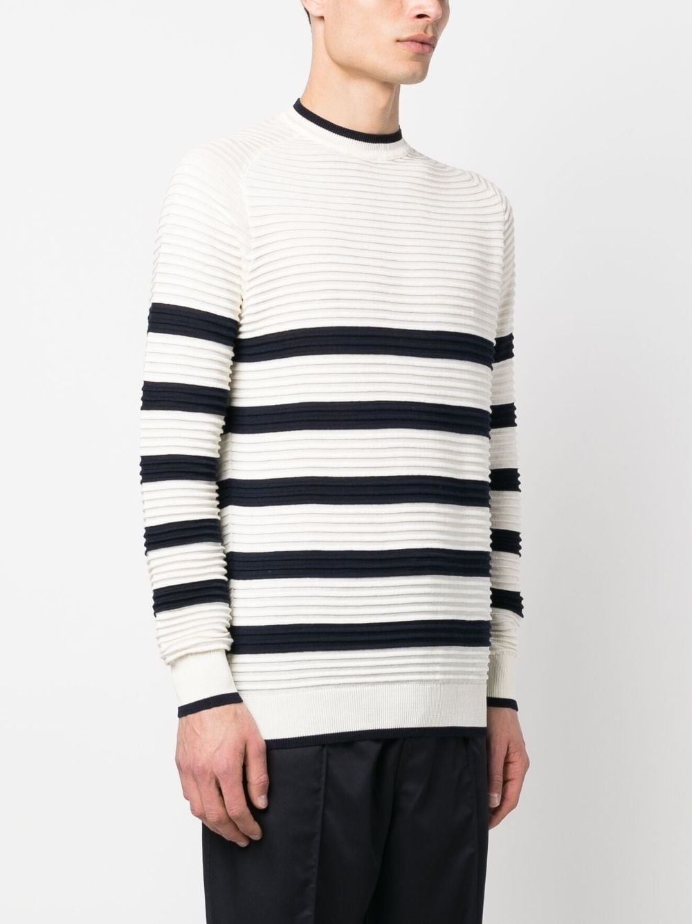 striped ribbed-knit sweatshirt - 3