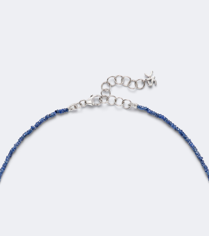 Infinite 18kt white gold beaded necklace with sapphires and diamonds 6