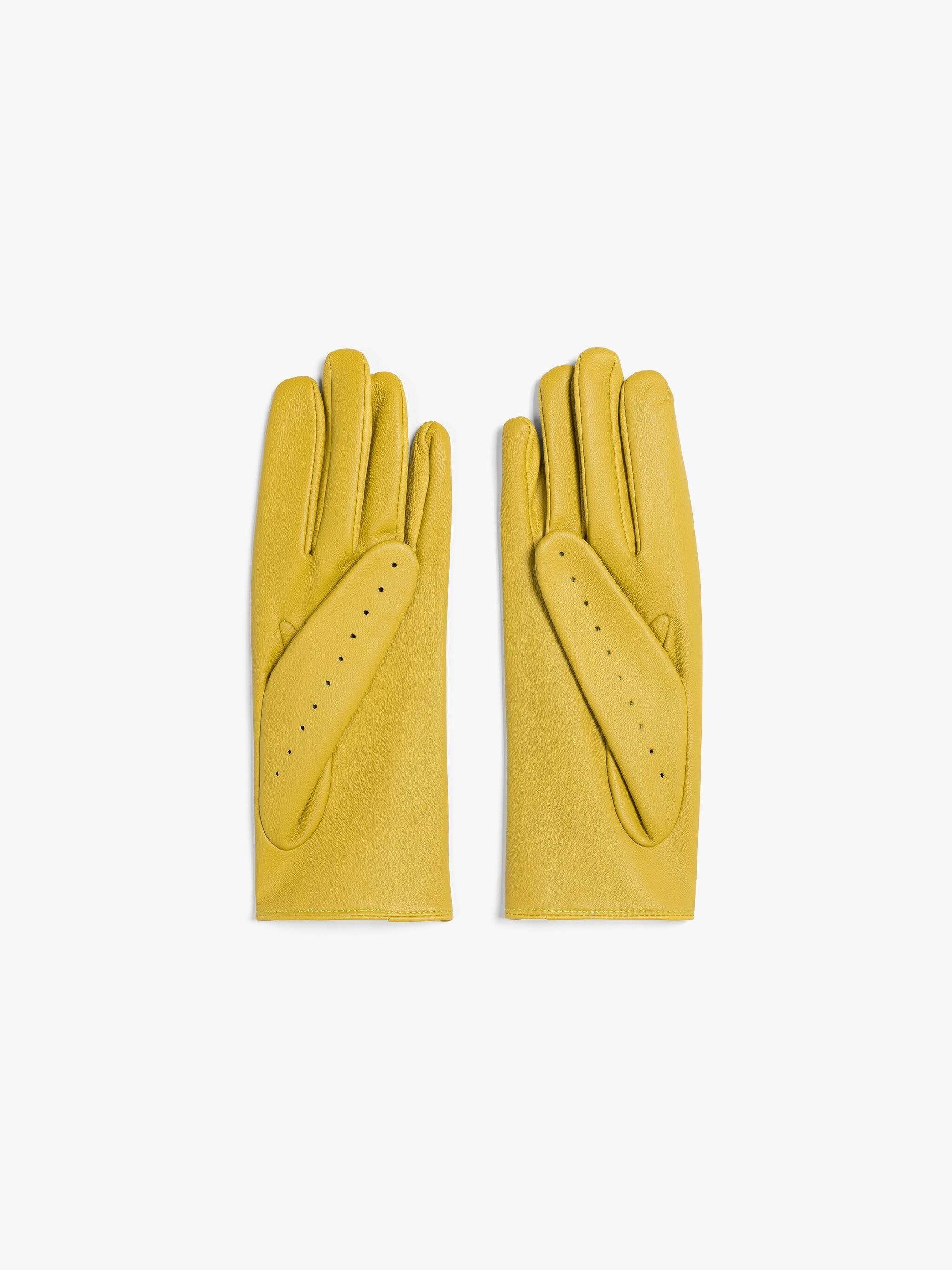 MUSTARD LEATHER DRIVING GLOVES - 3