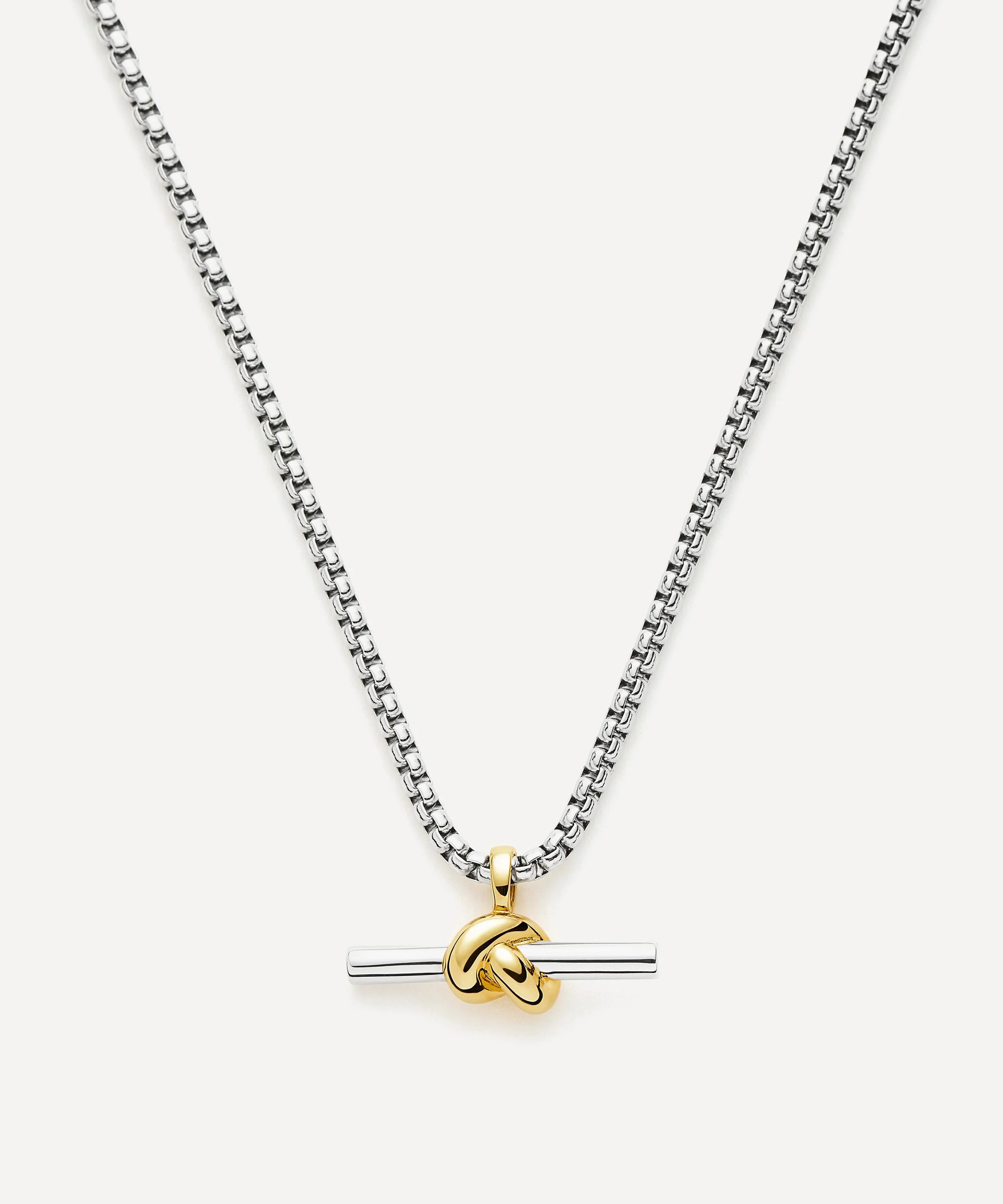 X Lucy Williams Mixed Metal Chunky Knot T-Bar Pendant Necklace - 1
