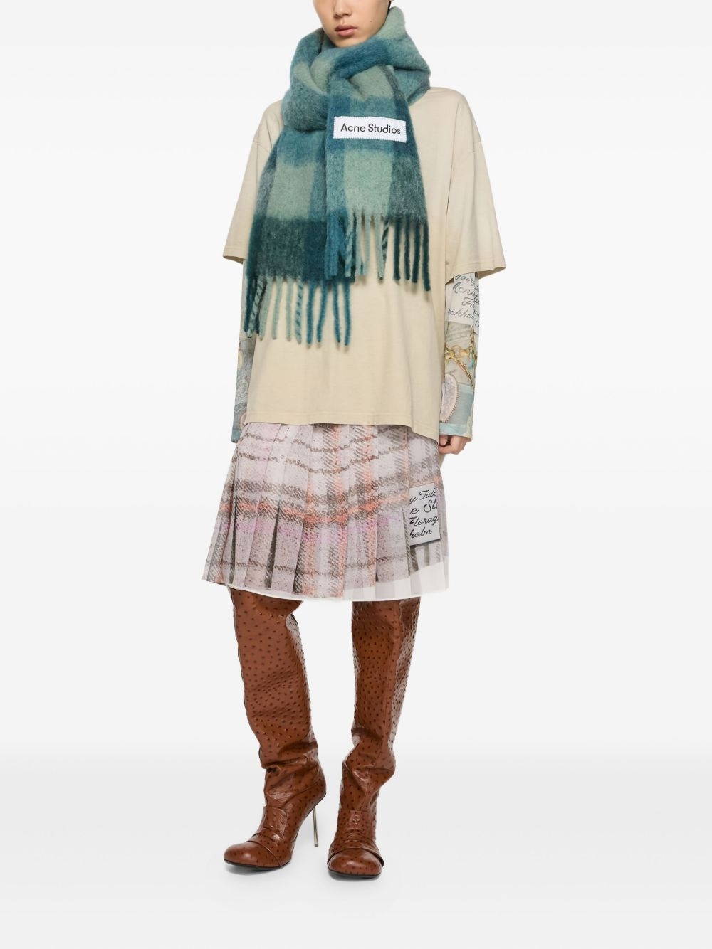 checked fringed scarf - 5