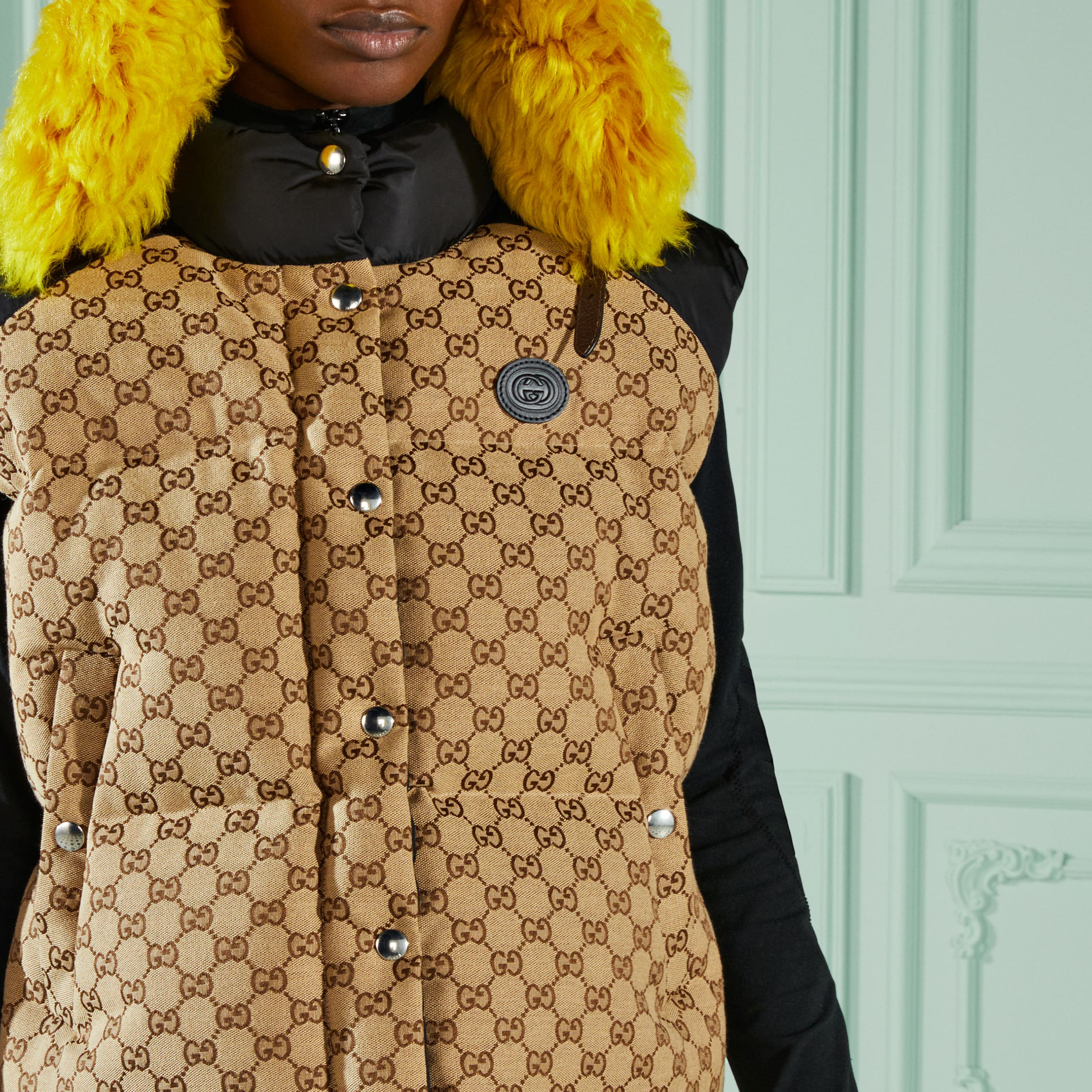 GG cotton canvas puffer vest - 3