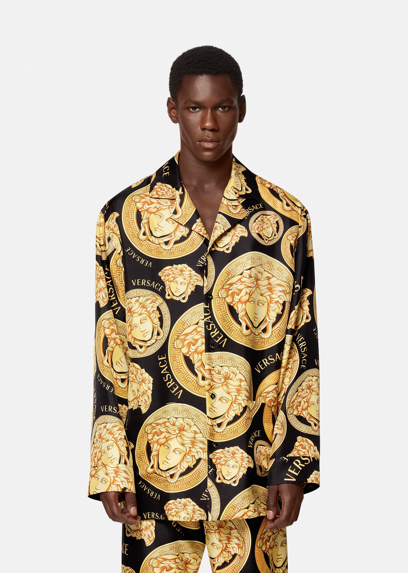 Medusa Amplified Print Silk Pajama Shirt - 2