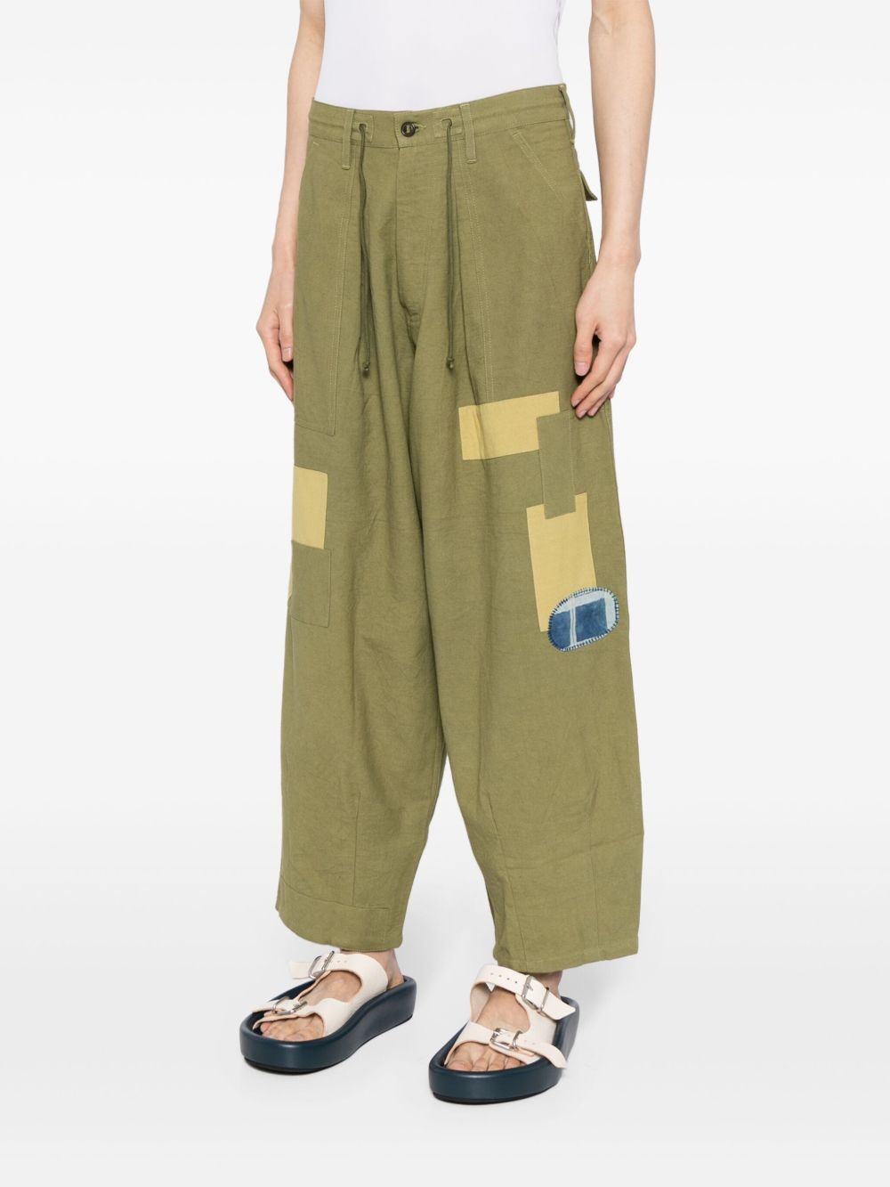 panelled organic cotton trousers - 3