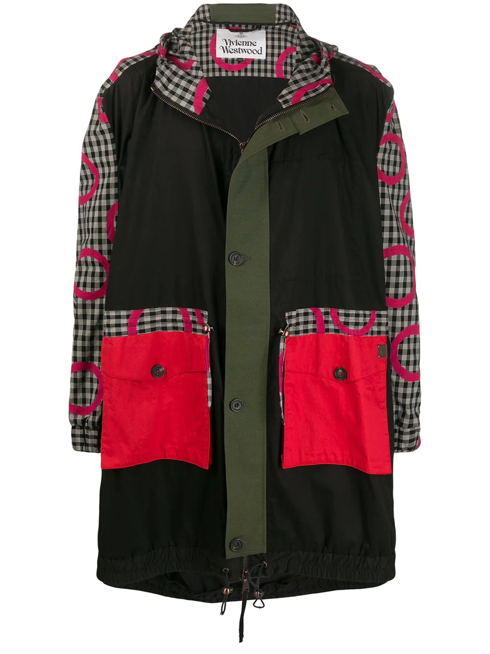 gingham panel coat - 1