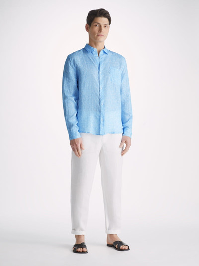 Derek Rose Men's Shirt Milan 21 Linen Blue outlook