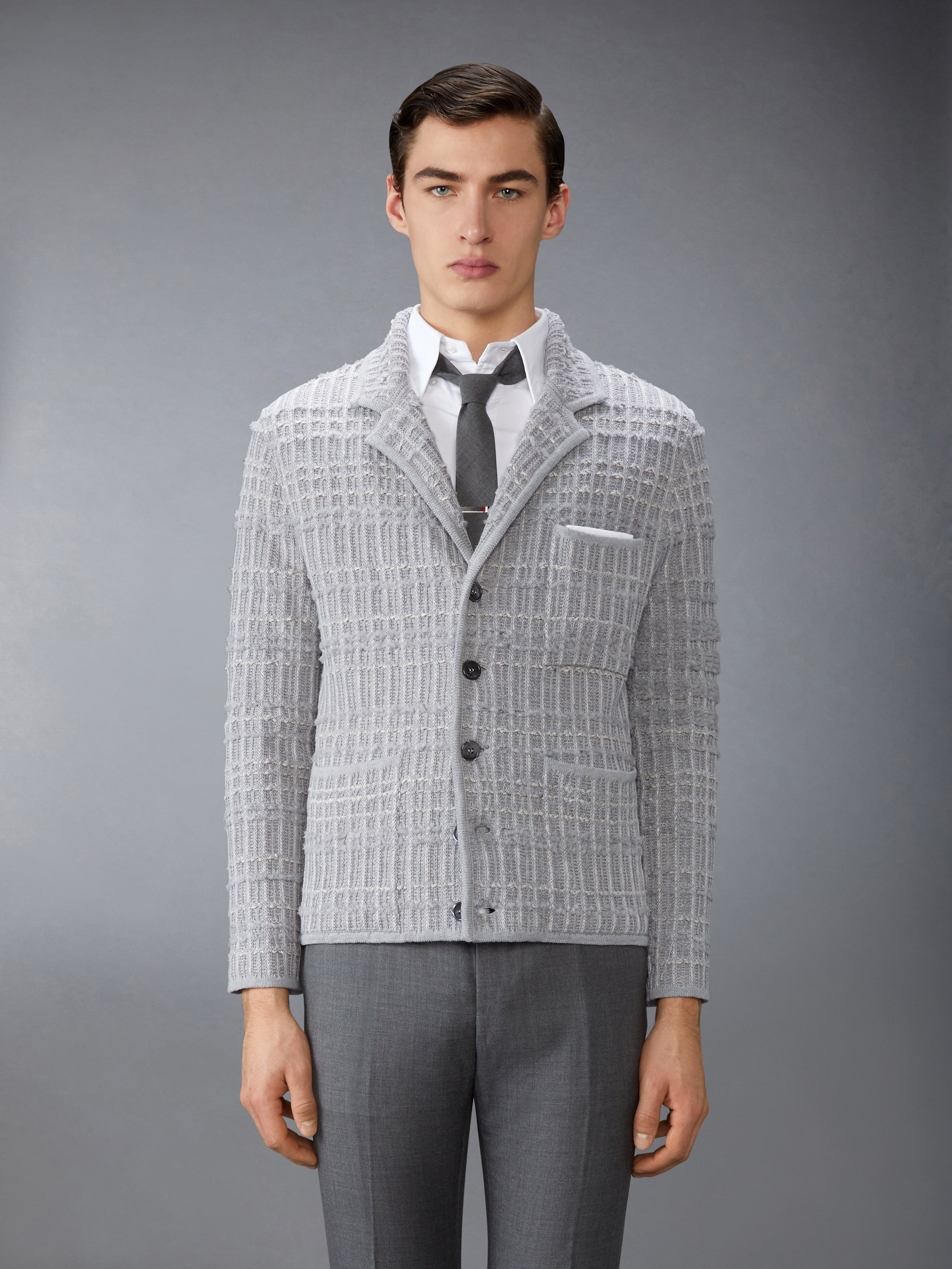 SEERSUCKER KNIT TWEED JACQUARD 4-BAR CARDIGAN - 2