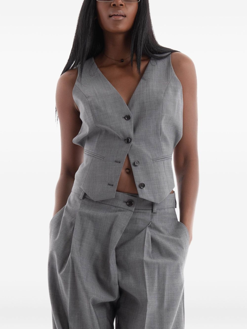 button-down sleeveless vest - 3