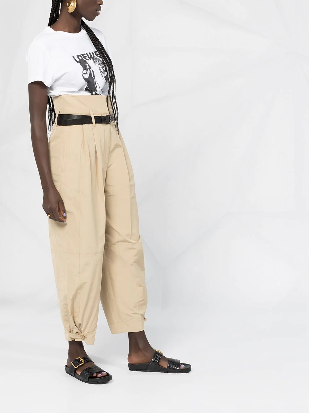 high-waisted cropped trousers - 6