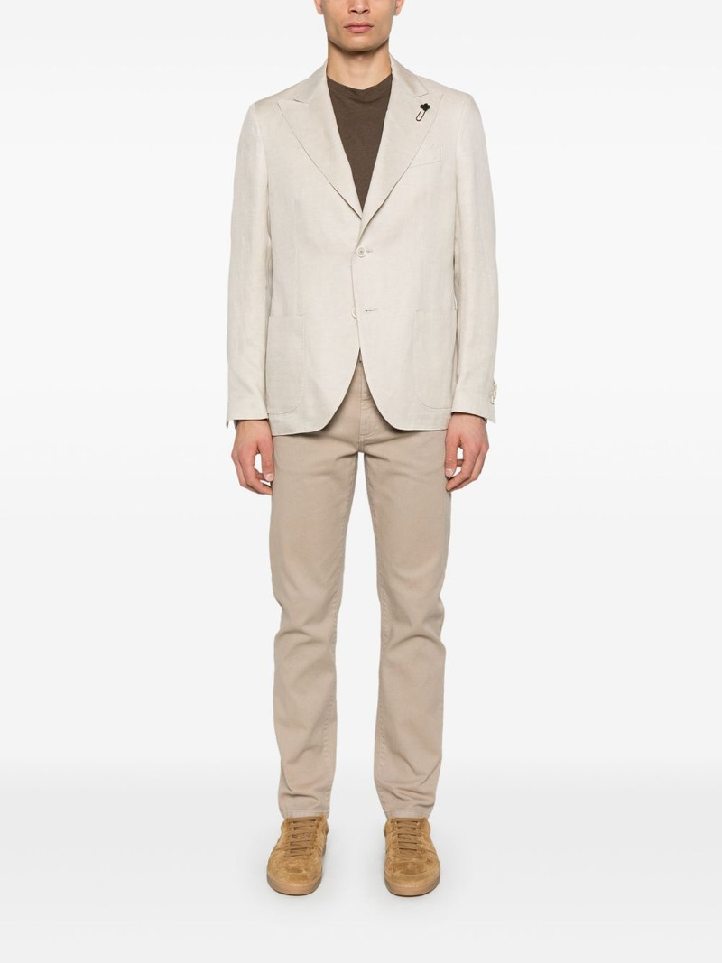 LARDINI brooch-detail blazer outlook