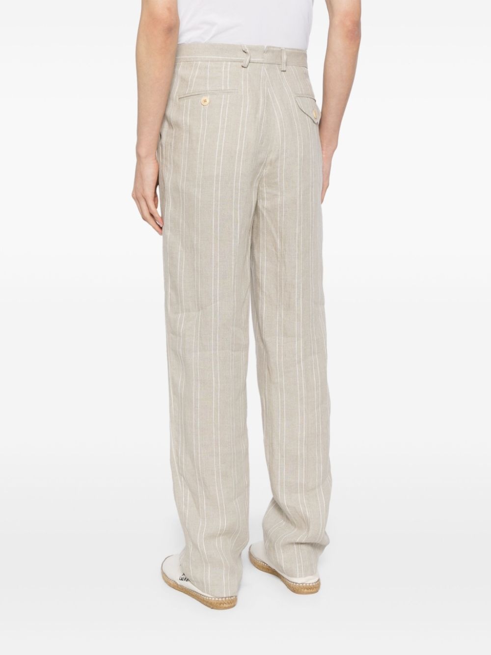 straight-leg linen trousers - 4