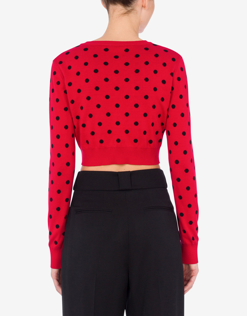 ALLOVER POLKA DOTS KNITTED CROPPED CARDIGAN 3