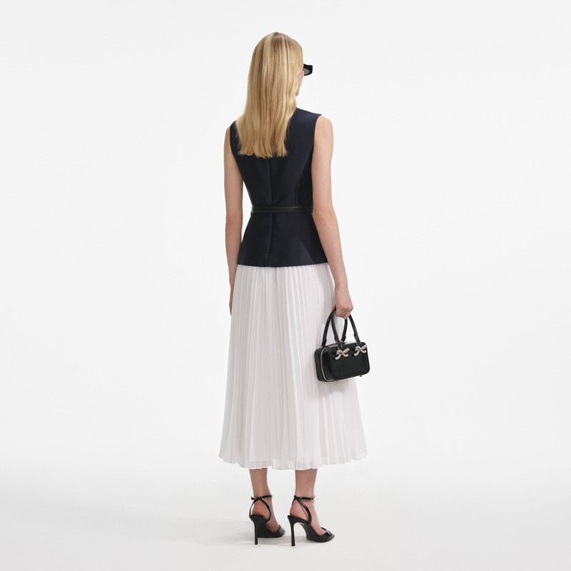 self-portrait Navy Taffeta Midi Dress outlook