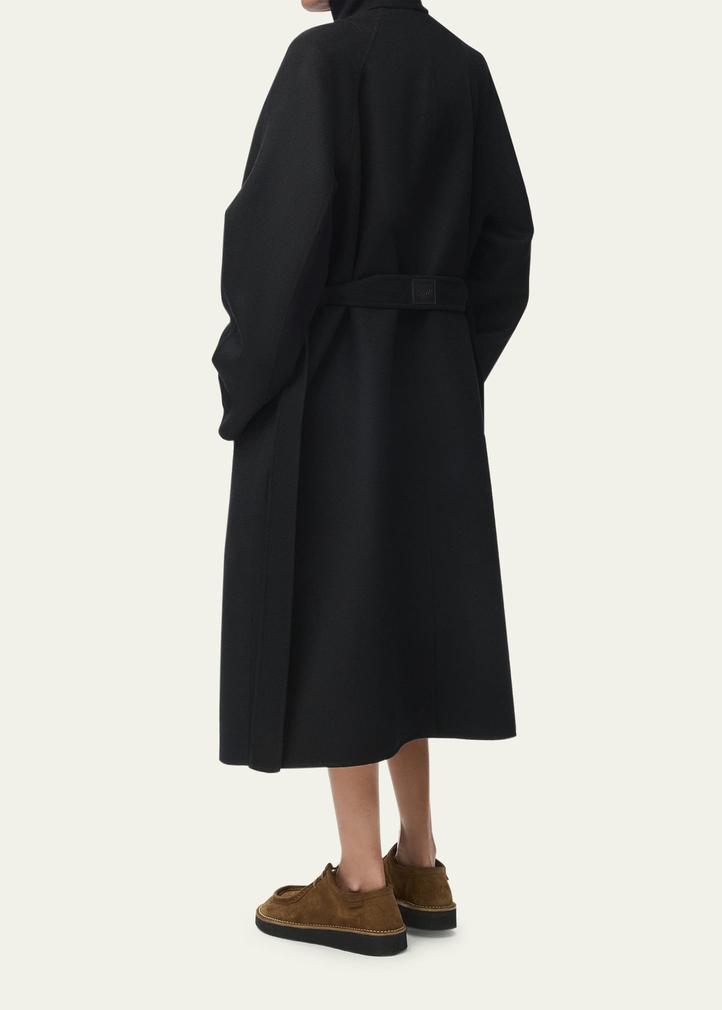 High-Neck Belted Wool-Cashmere Outer Coat - 3