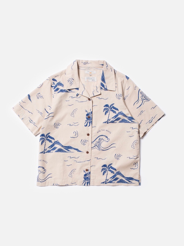 Moa Waves Hawaii Shirt Ecru - 2