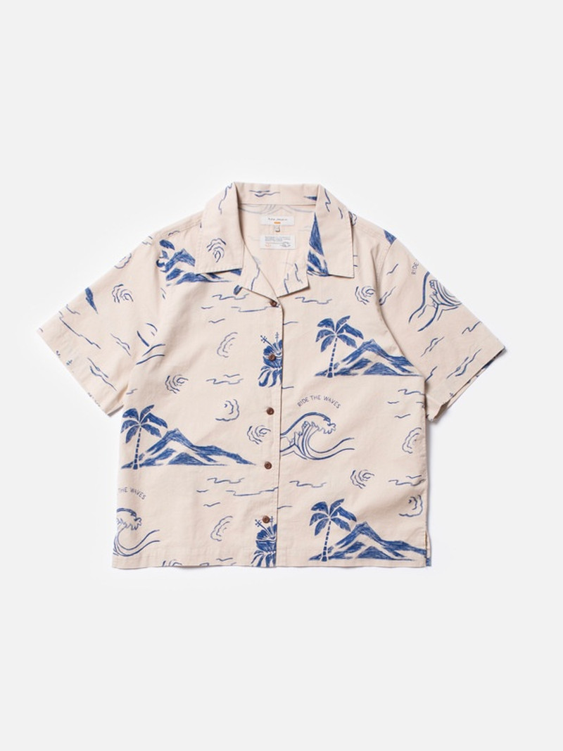 Nudie Jeans Moa Waves Hawaii Shirt Ecru outlook