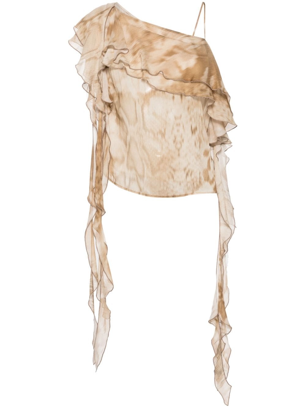 abstract-print semi-sheer blouse - 1