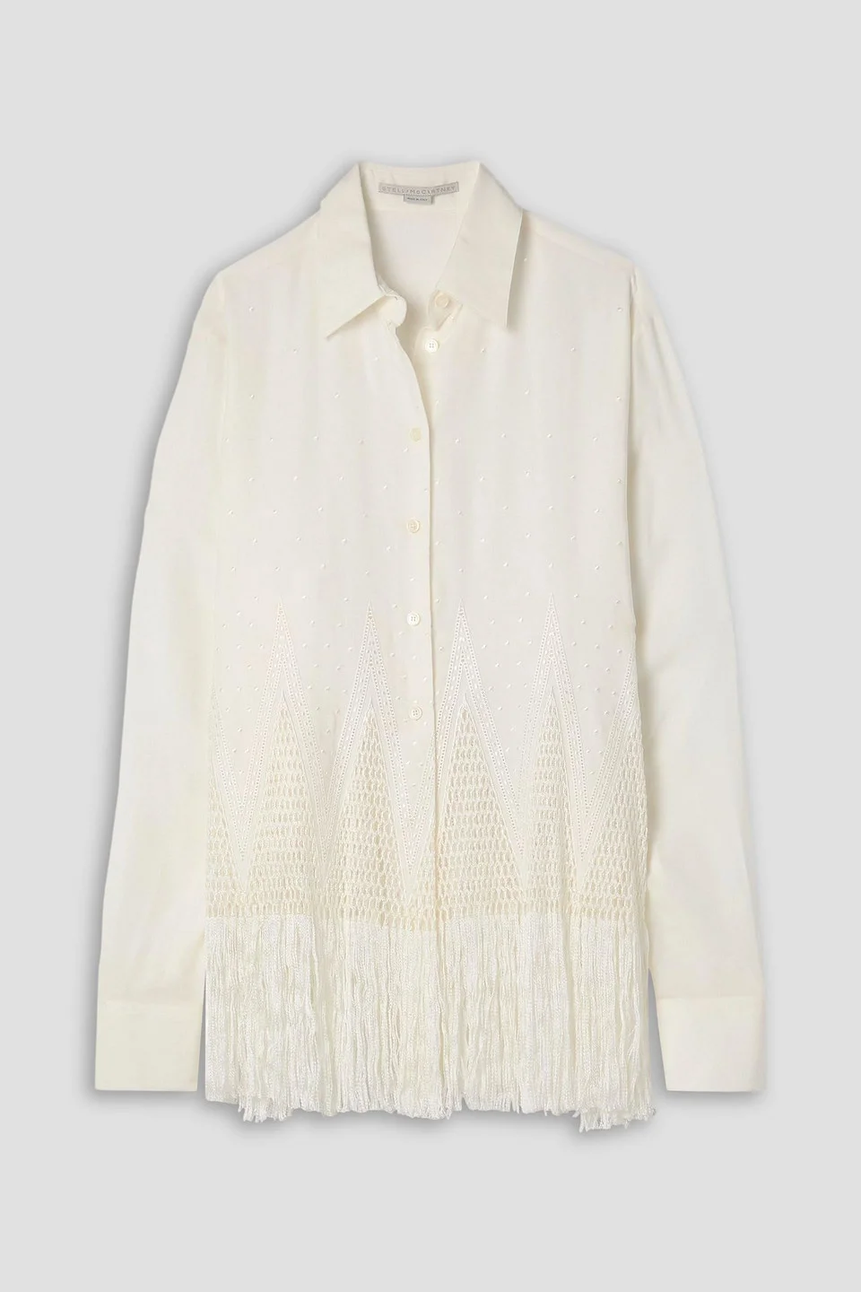 Macramé-trimmed fil coupé crepe shirt - 1