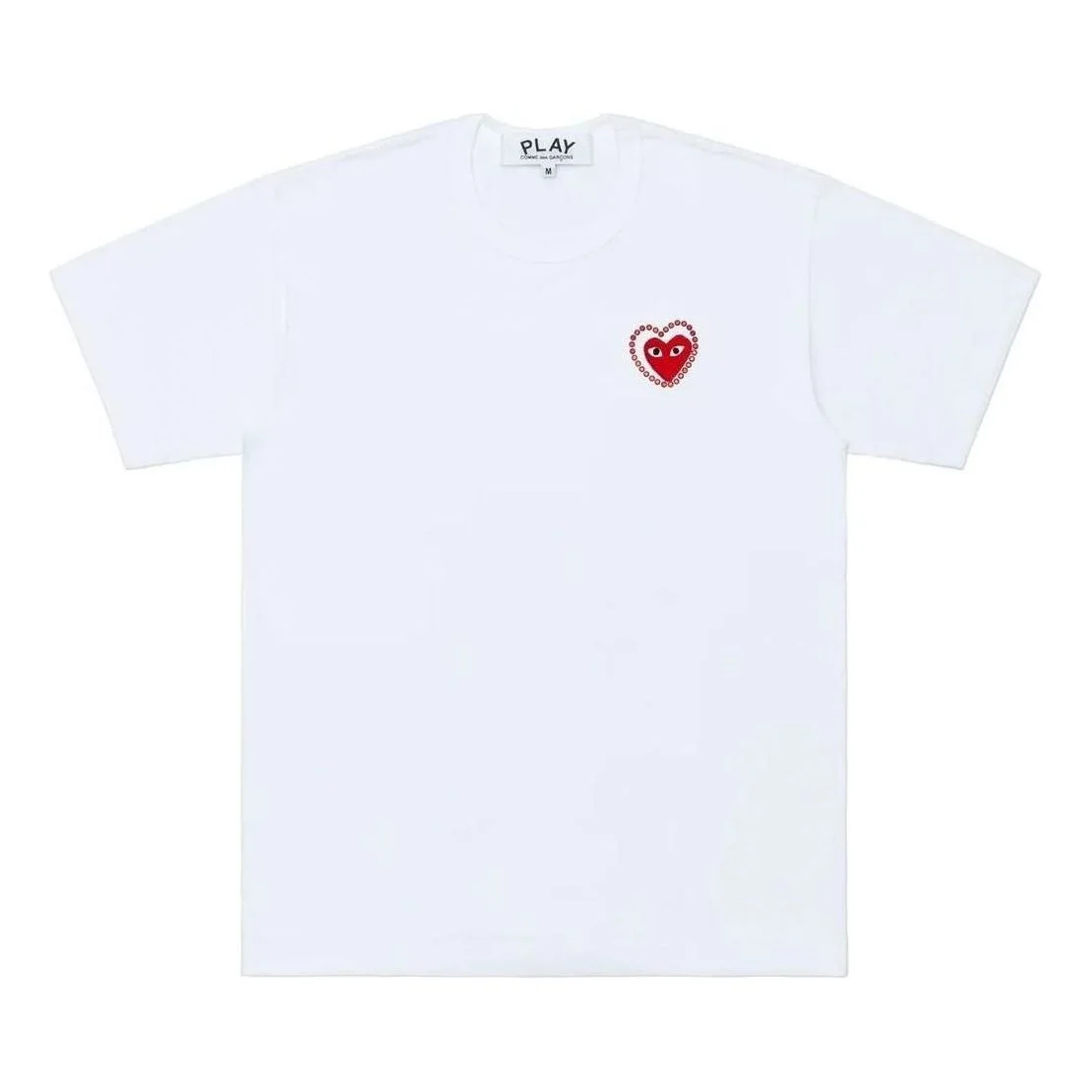 COMME des GARCONS PLAY SS25 Metalstone Heart T-Shirt 'White Red' AX-T802-051-2 - 1