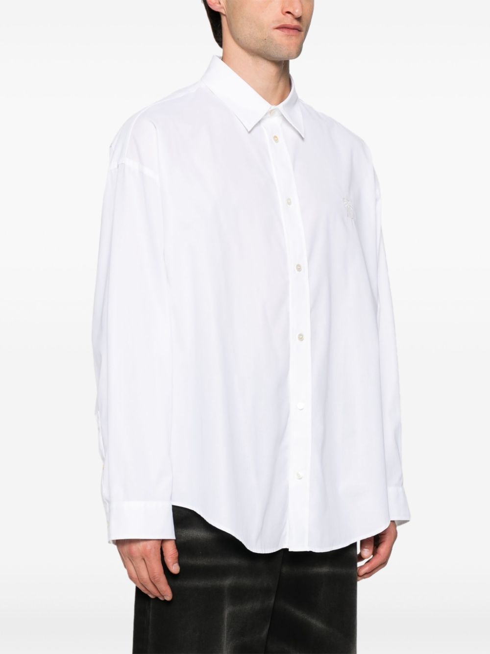 logo-embroidered cotton shirt - 3