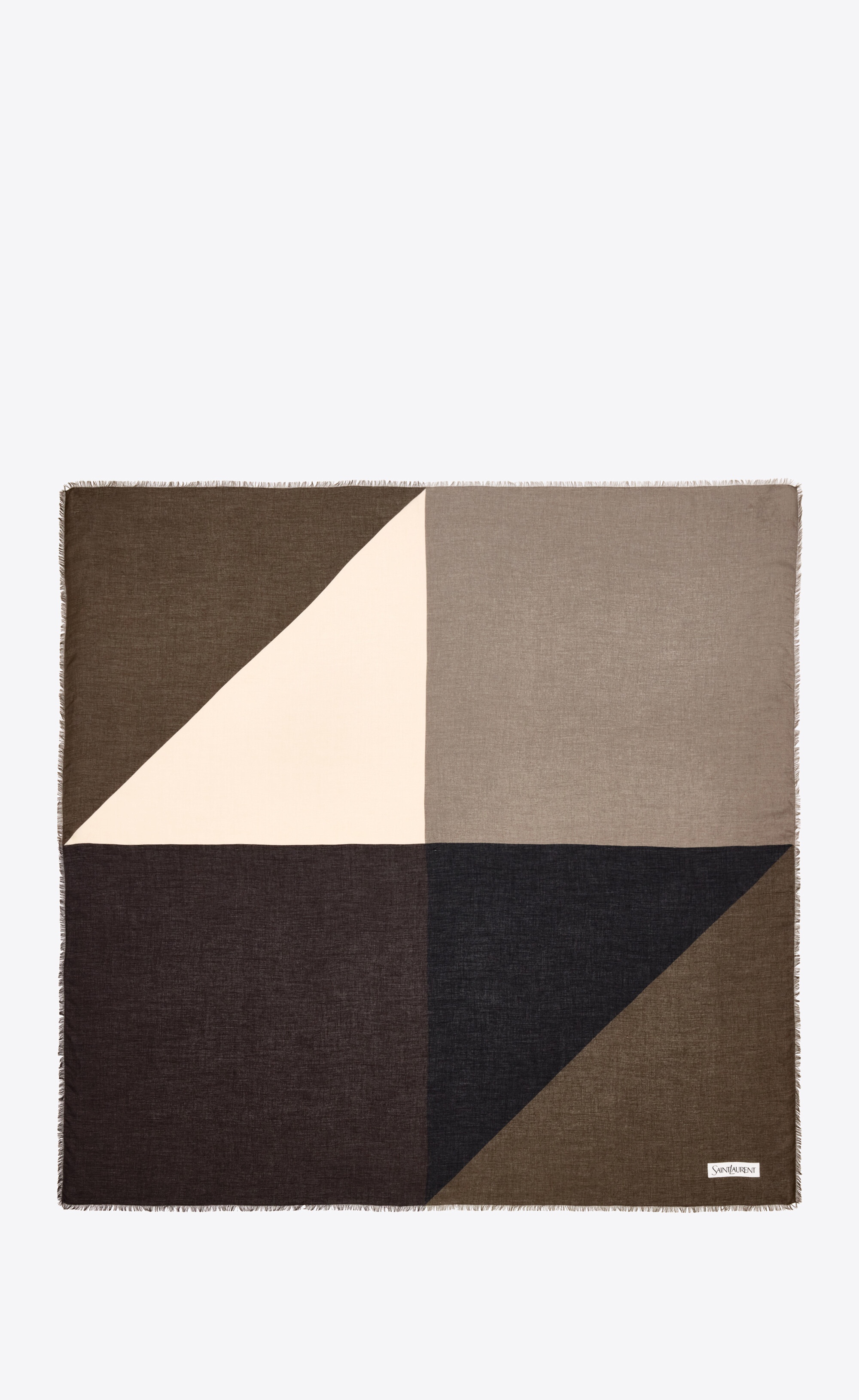 geometric-print frayed scarf - 1