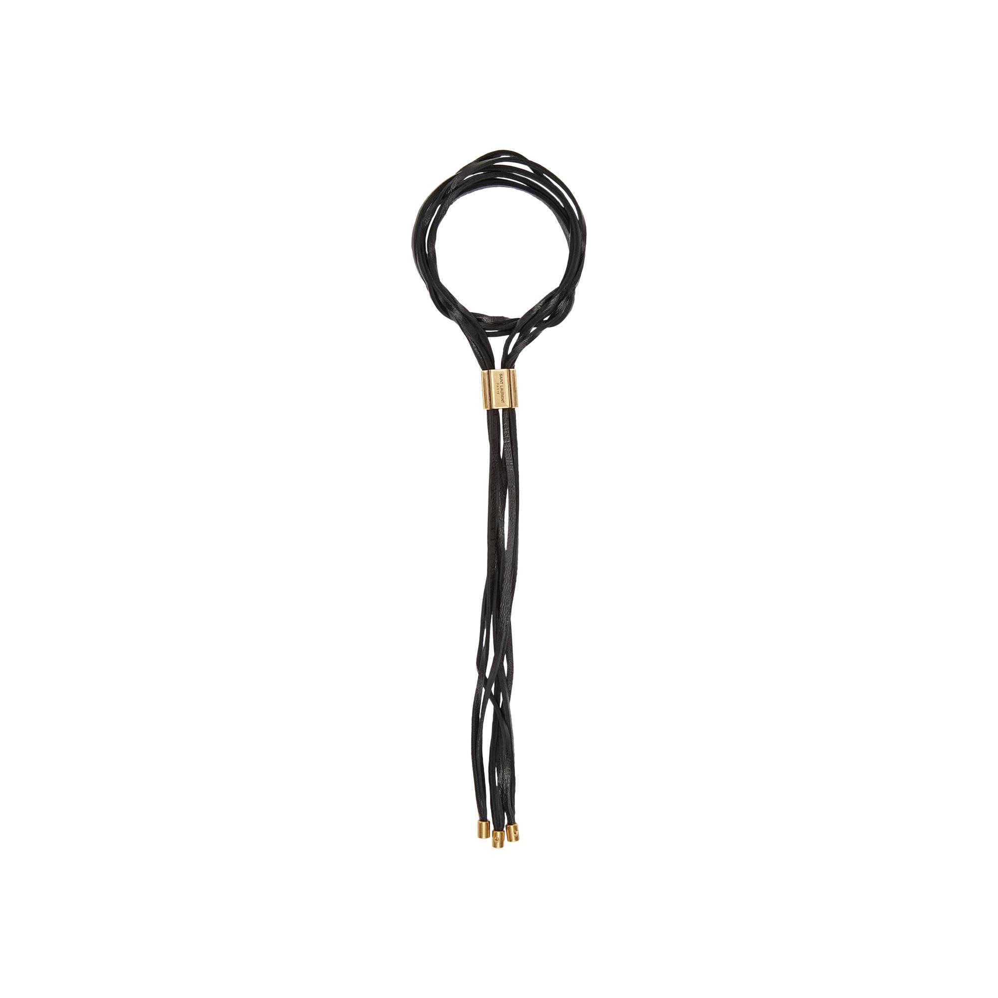 Saint Laurent Leather String Bracelet 'Black' - 1