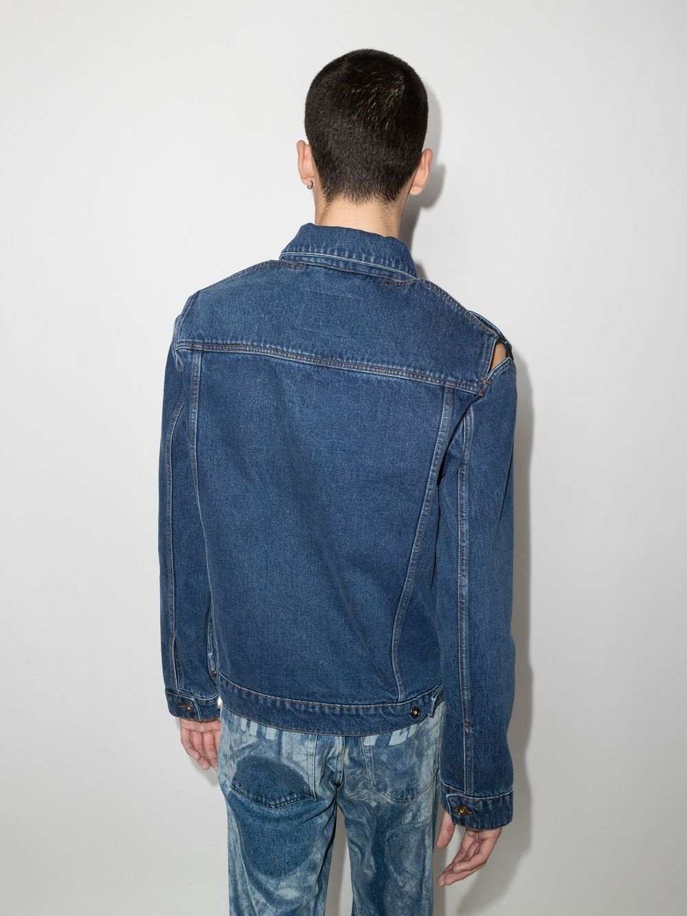 cut out-detail denim jacket - 3