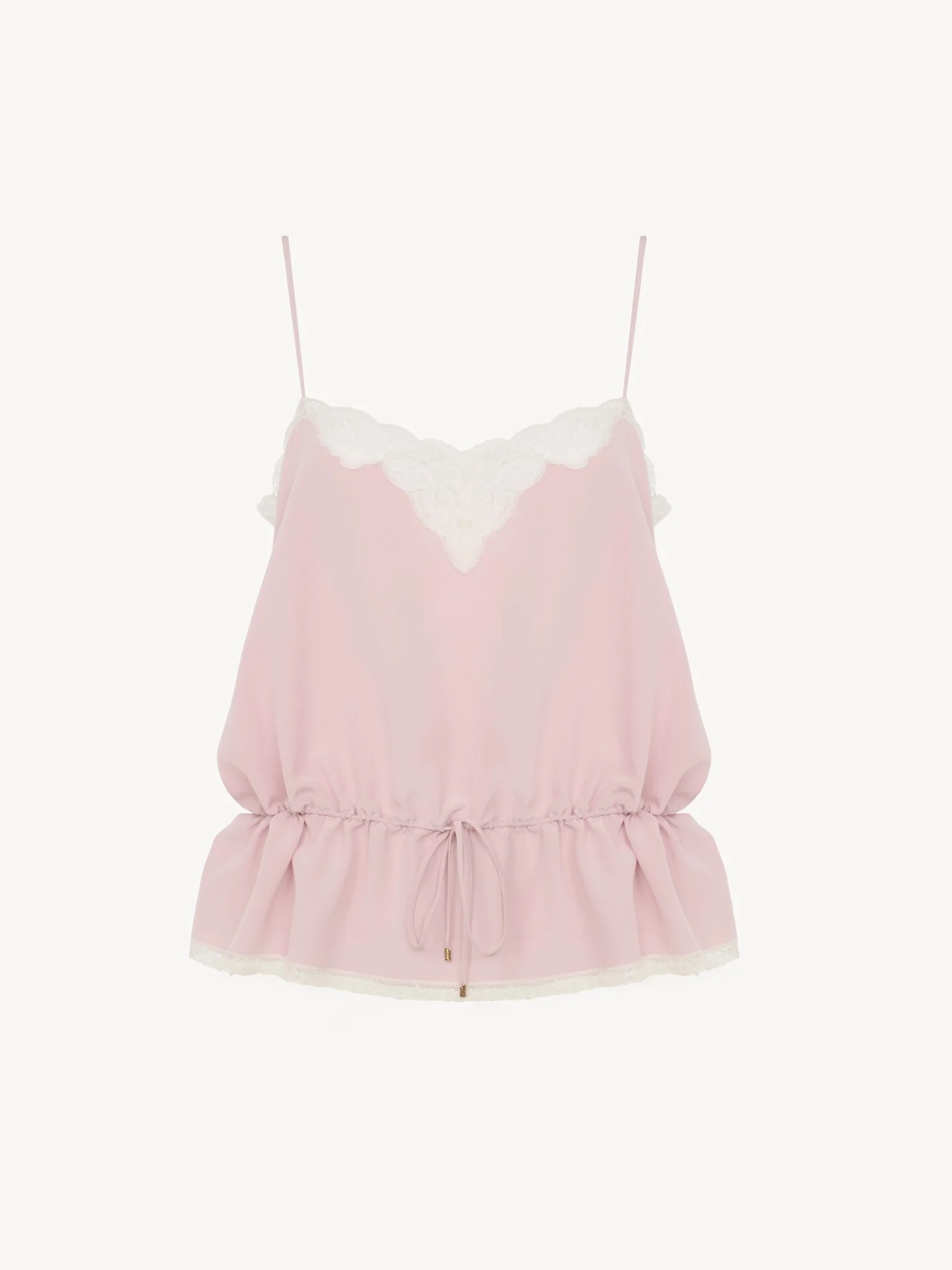 DRAWSTRING CAMISOLE TOP IN CRÊPE DE CHINE & LACE - 1