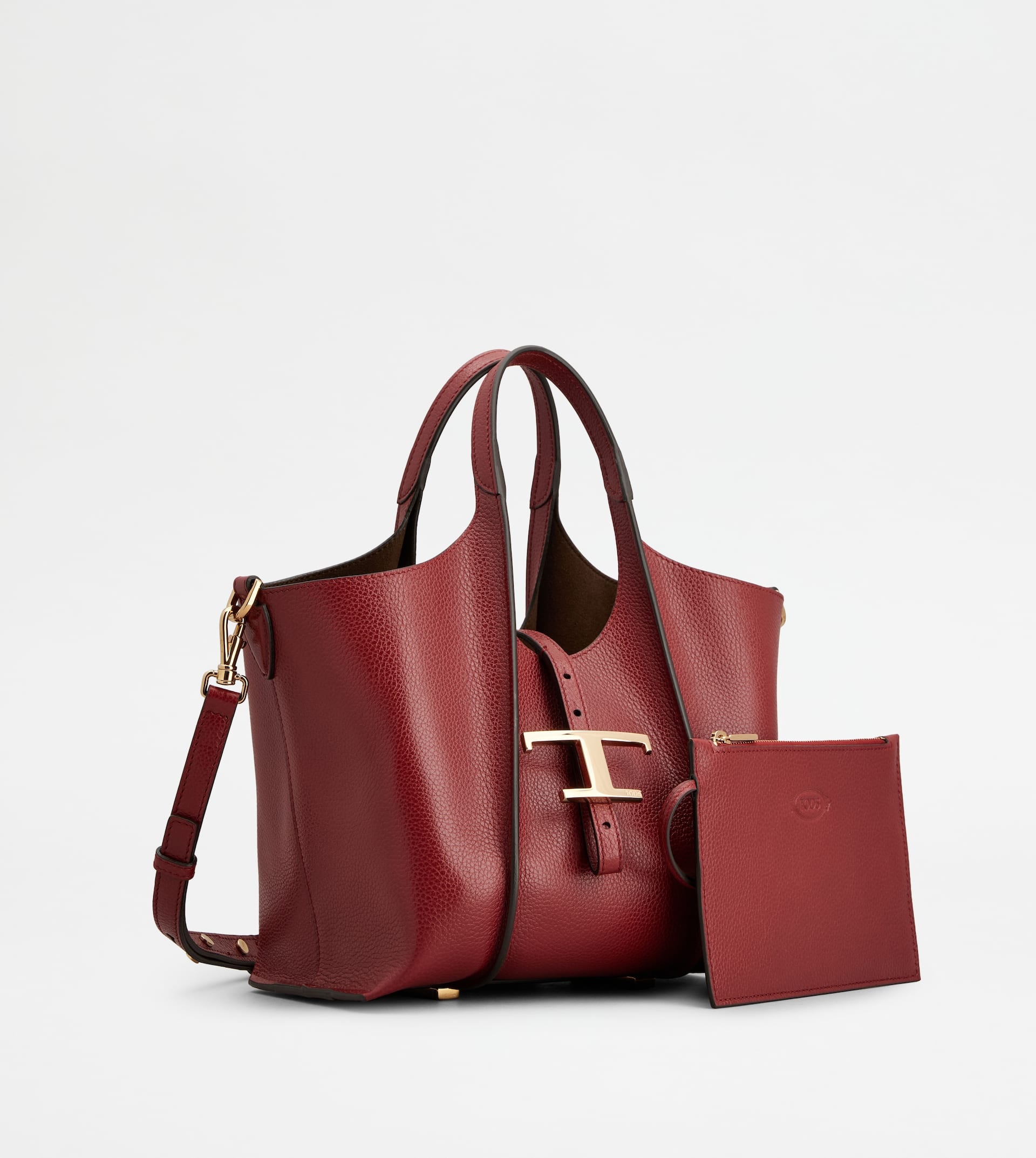 T TIMELESS SHOPPING BAG IN LEATHER MINI - RED - 2