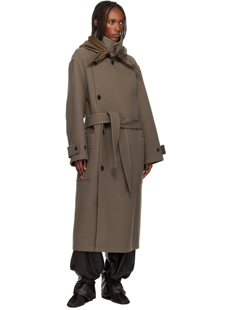 Khaki Large Leather Triangle Scarf 3