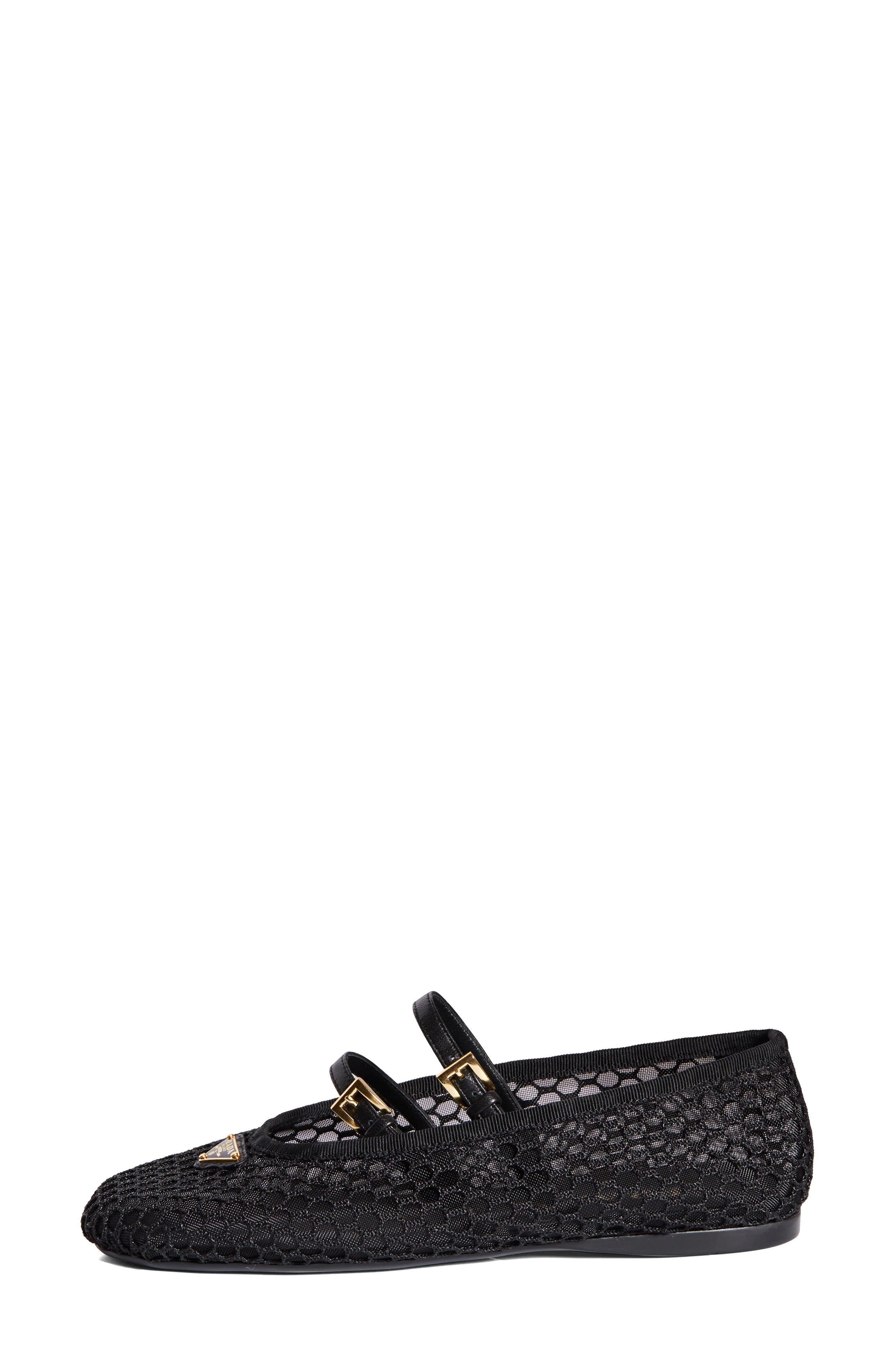 Prada Ballerine Mesh Mary Jane Flat in Nero at Nordstrom - 3