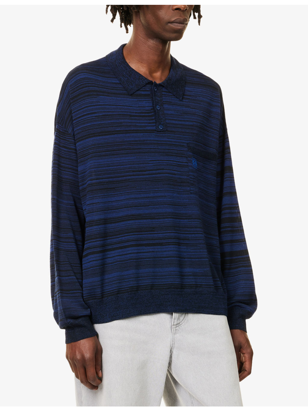Striped Polo-Collar Wool Jumper - 3