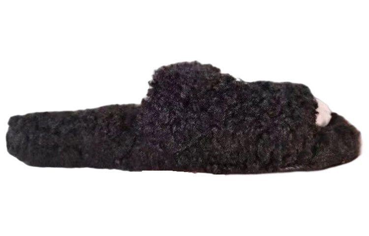 (WMNS) Balenciaga Furry Slides 'Black' 654261W2DO21008 - 2