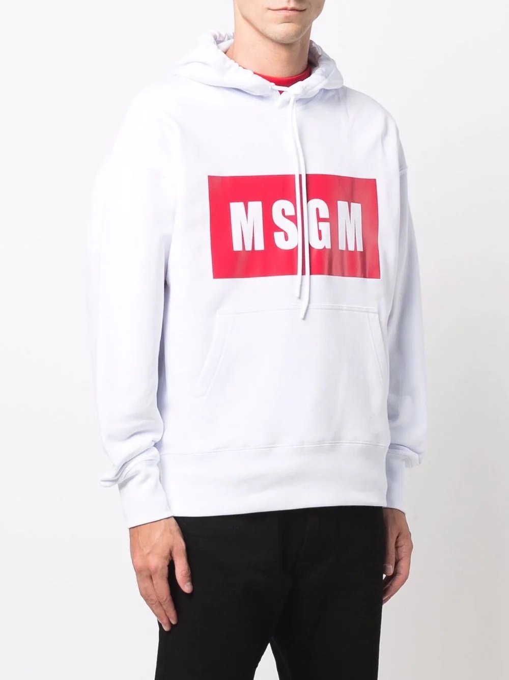 box logo-print cotton hoodie - 3