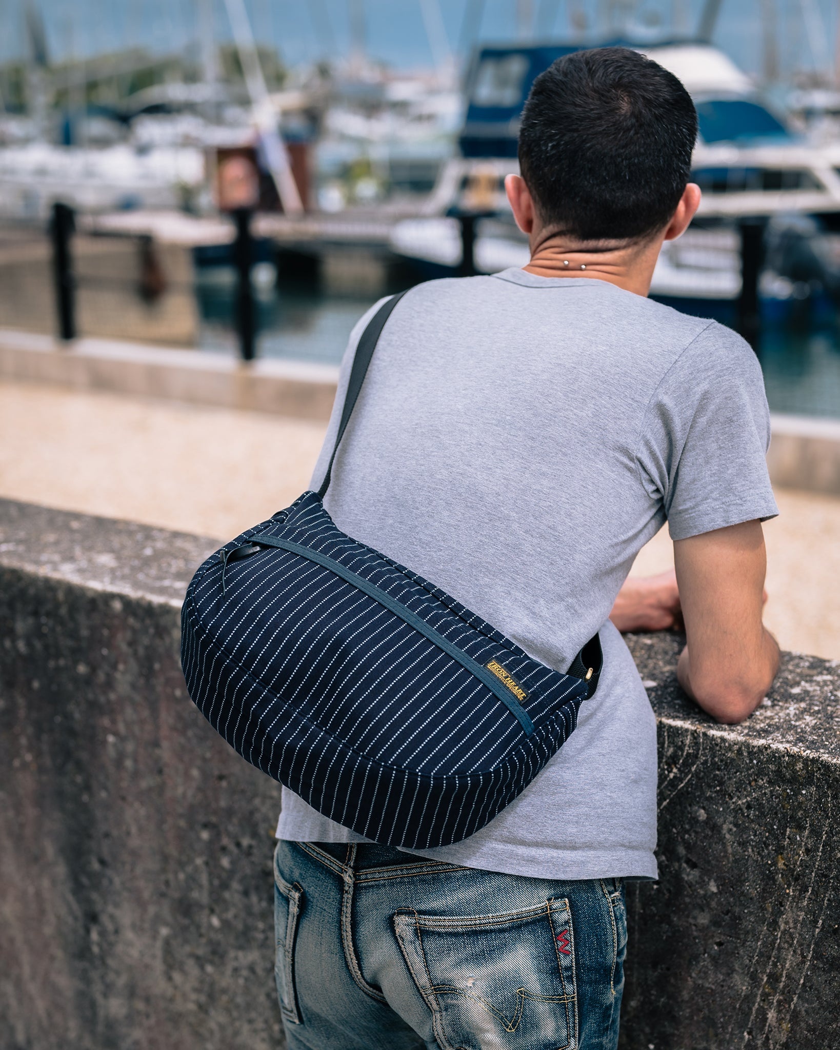 IHE-36-IND 12oz Wabash Small Shoulder Bag - Indigo - 2